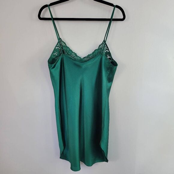 Vintage Alexandra Nicole emerald green slip dress lingerie coquette lace romanti - Picture 2 of 11